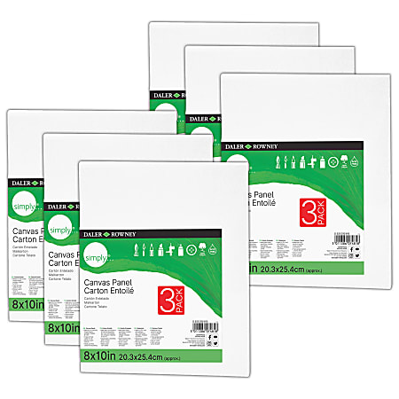 Daler-Rowney Simply White Cotton Canvas Panels, 10”H x 8”W x 3/8”D, White, 3 Panels Per Pack, Bundle Of 6 Packs