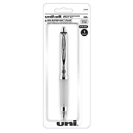 uni-ball® 207™ Premier Retractable Gel Pen, 0.7 mm, Medium Point, Silver Barrel, Black Ink