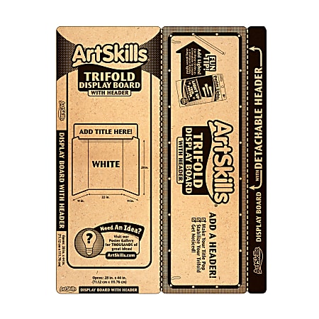 Artskills® Tri-Fold Board With Header, Small, 28" x 44", White