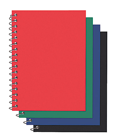 Office Depot® Brand Poly Cover Wirebound Notebook, 4" x 5 1/2", 1 Subject, Wide Ruled, 200 Sheets, Assorted Colors (No Color Choice)