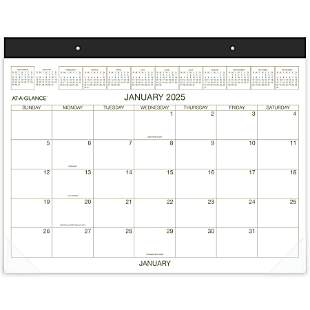 2025 AT-A-GLANCE® 2-Color Monthly Desk Pad, 21-3/4" x 17", Traditional, January 2025 To December 2025, GG250000