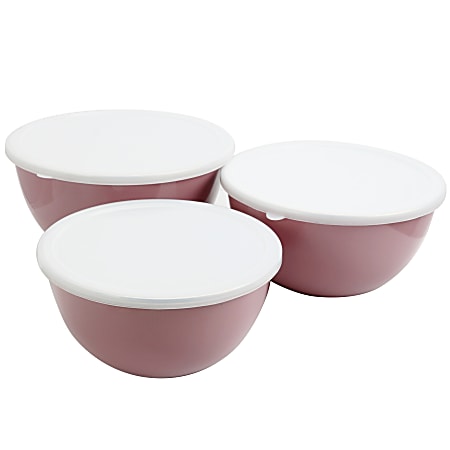 Gibson Home Plaza Cafe 3 Piece Stackable Nesting Mixing Bowl Set Lavender -  Office Depot