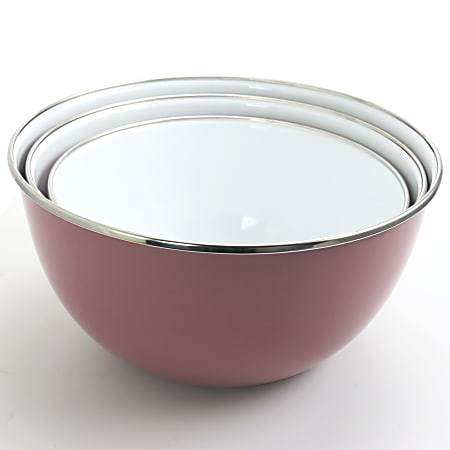 Gibson Home Plaza Cafe 3 Piece Stackable Nesting Mixing Bowl Set Lavender -  Office Depot