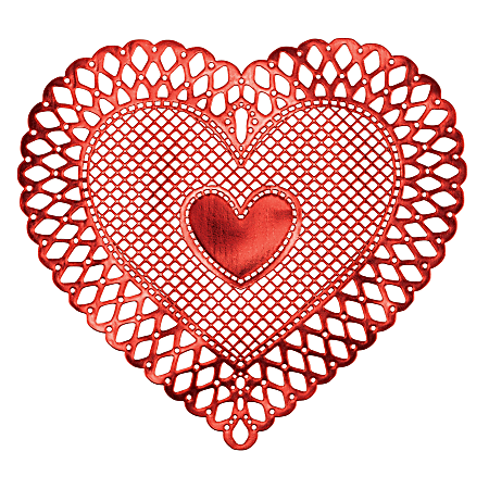 Amscan Heart Vinyl Valentine's Day Placemats, 15" x 16-3/4", Red, Pack Of 4 Placemats