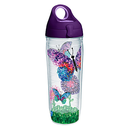 Tervis American Cancer Society Butterflies Water Bottle With Lid, 24 Oz, Clear