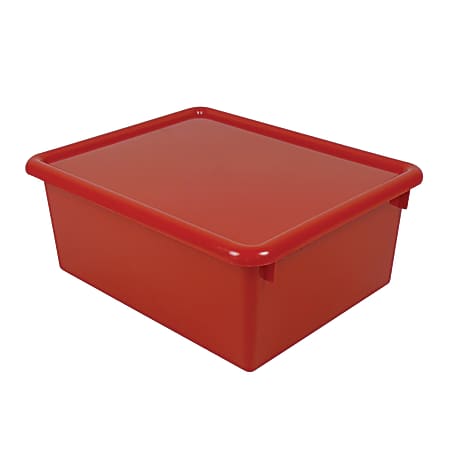 Stowaway® 5" Letter Box With Lid, Small Size, 5" x 10 1/2" x 13", Red, Pack Of 3