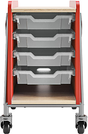 Safco® Whiffle 4-Drawer Mobile Storage Cart, 27-1/4"H x 16"W x 20"D, Red