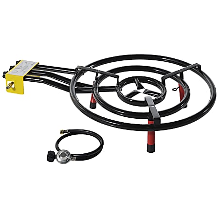 Ringg Outdoor Flame Series Pro Outdoor Propane Flat Top Cooking Kit with 24-In. Triple Burner & Tabletop Stand, FS002