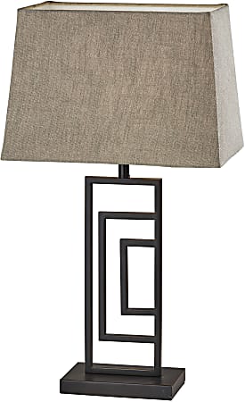 Adesso® Kyle 2-Piece Table Lamp Set, 26-1/4"H, Brown Shade/Antique Bronze Base