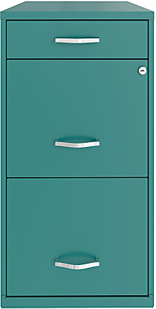 Realspace® SOHO Organizer 18"D Vertical 3-Drawer File Cabinet, Teal