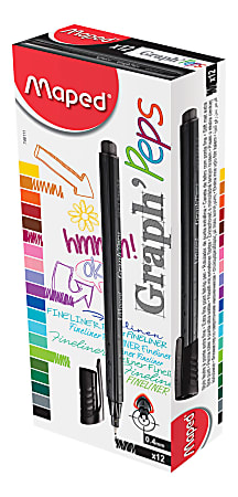 Helix Graph' Peps Fineliner Felt-Tip Pens, Extra-Fine Point, 0.4 mm, Black Ink, Pack Of 12 Pens