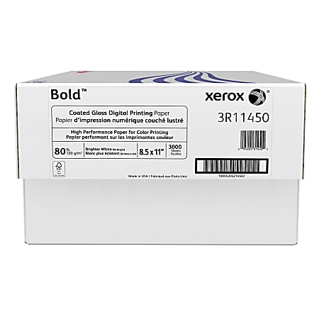 Xerox® Bold Digital™ Coated Gloss Printing Paper, 6 Reams, Letter Size, 94 (U.S.) Brightness, 80 Lb Text (120 gsm), 500 Sheets Per Ream - 3R11450-CT