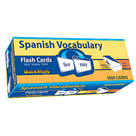 QuickStudy Flash Cards, 4" x 3-1/2", Spanish Vocabulary, Pack Of 1,000 Cards