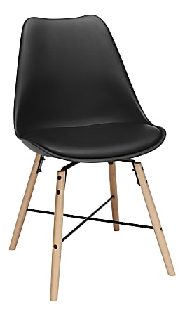 OFM 161 Collection Mid-Century Modern Molded Dining Chairs, Black, Set Of 4 Chairs