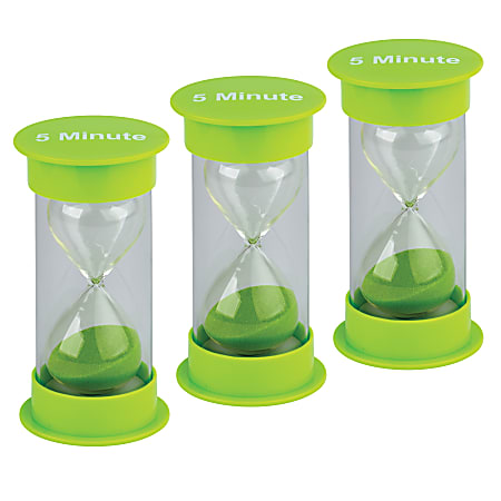 Teacher Created Resources 5 Minute Sand Timers, Lime Green, Pack Of 3 Timers