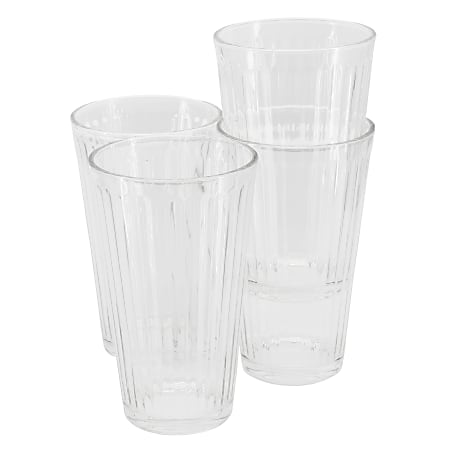 Gibson Home Moonstone 4-Piece Glass Tumbler Set, 16 Oz, Clear