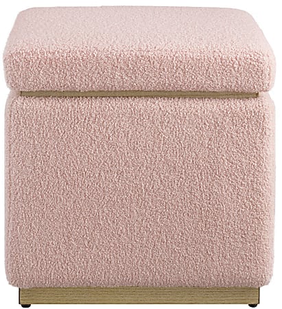 Linon Brenock Square Storage Ottoman, Blush/Natural