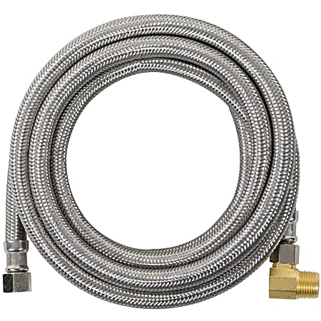 Certified Appliance Accessories Braided Stainless Steel Dishwasher Connector with MIP Elbow - 96" - Red, Stainless Steel, Gold, Silver - DW96SSBL