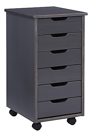 Linon Casimer 6-Drawer Rolling Home Office Storage Cart, Grey