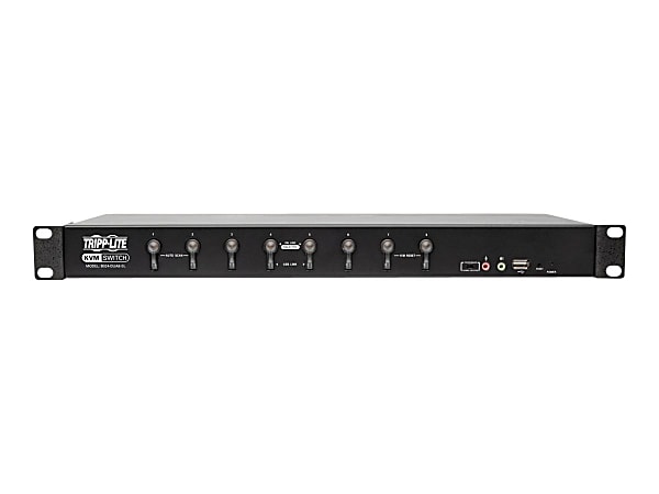 Tripp Lite 8-Port DVI/USB KVM Switch with Audio and USB 2.0 Peripheral Sharing, 1U Rack-Mount, Single-Link, 1920 x 1200 (1080p) - KVM / audio / USB switch - 8 x KVM / audio / USB - 1 local user - rack-mountable - AC 100 - 240 V - TAA Compliant