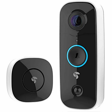 Toucan Wireless Video Doorbell PRO With Radar Motion Detection, 2-3/4”H x 6-1/4”W x 6-1/2”D, White