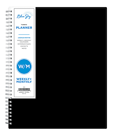 Blue Sky™ Weekly/Monthly Planner, 8-1/2" x 11", Black, January To December 2021, 111288