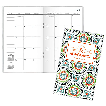 AT-A-GLANCE® Badge Tile 24-Month Academic Monthly Pocket Planner, 3 5/8" x 6 1/16", Multicolor, July 2018 to June 2020