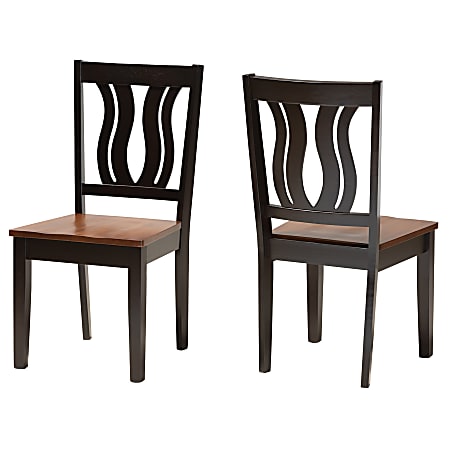 Baxton Studio Fenton Dining Chairs, Dark Brown/Walnut Brown, Set Of 2 Chairs