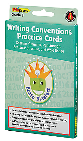 Edupress Brain Blasters Writing Conventions Practice Cards, 4 3/4" x 7", Grade 5, Pack Of 40