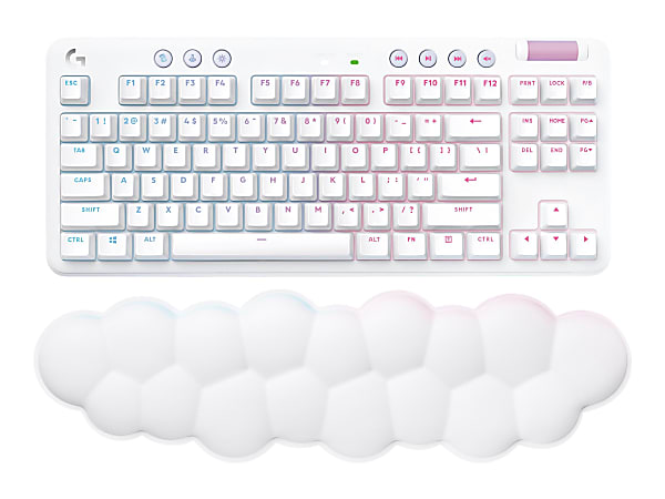 Logitech G G715 Wireless Gaming Keyboard, Linear Switches (GX Red) and Keyboard Palm Rest, White Mist - Keyboard - tenkeyless - backlit - Bluetooth, 2.4 GHz - key switch: GX Red Linear