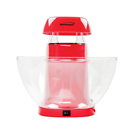 Brentwood Jumbo 24-Cup Hot Air Popcorn Maker, 11-1/4"H x 11-1/2"W x 11-1/2"D, Red