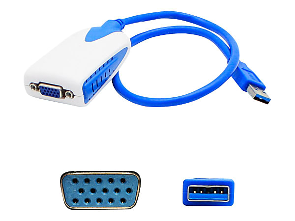 AddOn 8in USB 3.0 (A) to VGA Adapter - External video adapter - USB 3.0 - D-Sub - blue