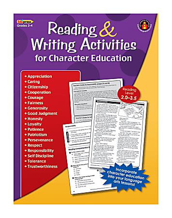 Edupress Reading And Writing Activities For Character Education Book, Grades 2 - 4