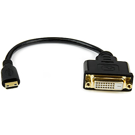 StarTech.com Mini HDMI to DVI-D Adapter M/F - 8in - First End: 1 x Mini HDMI Male Digital Audio/Video - Second End: 1 x DVI-D Female Digital Video - Supports up to 1900 x 1200 - Shielding - Gold Plated Connector - Black