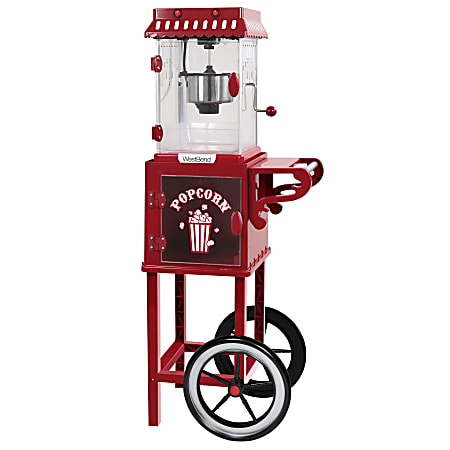 West Bend Popcorn Cart Popcorn Maker, 45-5/16”H x 18-9/16”W x 15”D, Black