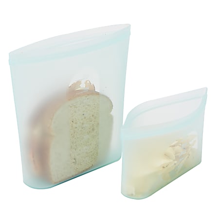 Mind Reader Reusable Silicone Sandwich And Snack Bags, Blue, Pack Of 2 Bags