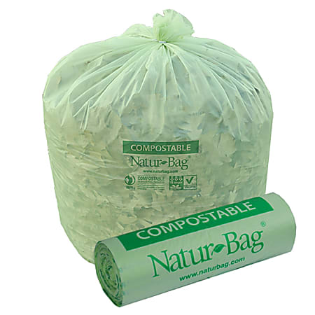 Stalk Market 0.8-Mil Compostable Trash Liners, 55 Gallons, Green, Pack Of 100 Bags