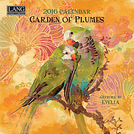 LANG® Monthly Mini Wall Calendar, 7" x 7", Garden Of Plumes, January-December 2016