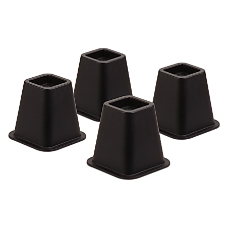 Honey-Can-Do Square Bed Risers, 2.75'' W x 2.75'' L x 5.75'' H,  Black (Set of 4)