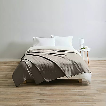 Sunbeam Full Size Electric Fleece Heated Blanket 72 x 84 Mushroom