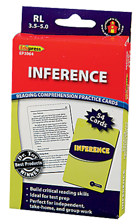 Edupress Reading Comprehension Practice Cards, Inference, Blue Level, Grades 3 - 5, Pack Of 54