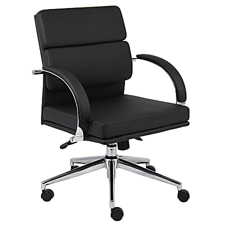 Boss Office Products CaressoftPlus™ Ergonomic Mid-Back Executive Chair, Black/Chrome