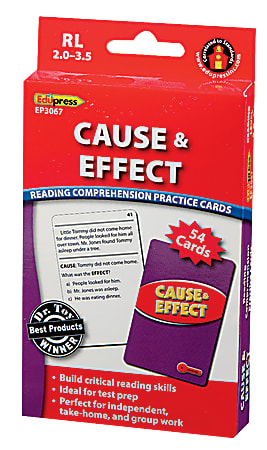 Edupress Reading Comprehension Practice Cards, Cause And Effect, Red Level, Grades 2 - 4, Pack Of 54