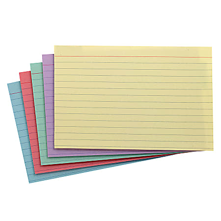 Oxford Index Cards, Ruled, 4" x 6", Assorted Colors, Pack Of 100