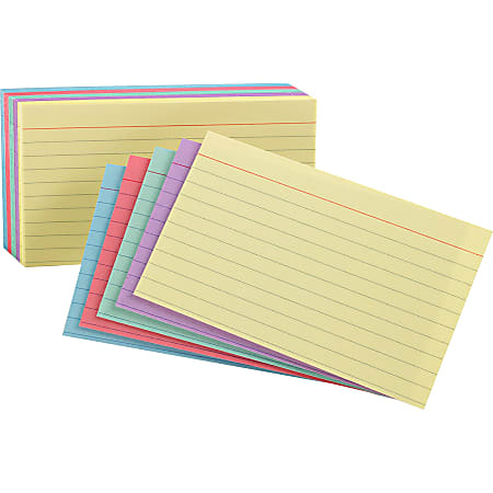 Tops Index Cards, Ruled, 5" x 8", Assorted Colors, Pack Of 100