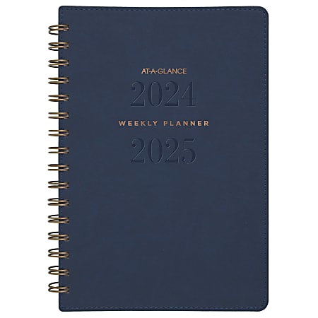 2024-2025 AT-A-GLANCE® Signature Collection Academic Weekly/Monthly Planner, 5" x 8”, Navy, July To July, YP200A20