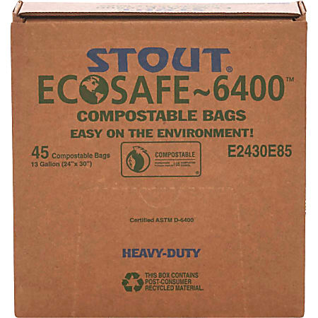 Pack of 600 7-Gallon EcoSafe-6400 HB2022-6 Certified Compostable Bag Green
