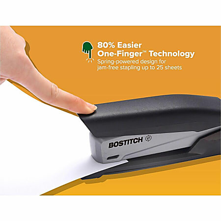 Bostitch Office Executive Stapler - 3 in 1 Stapler - One Finger, No Effort, Spring Powered Stapler, Black/Gray (INP20), 20 Sheets