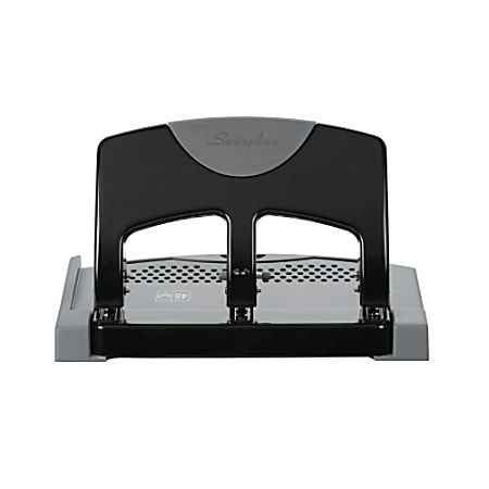 Swingline® SmartTouch™ Low-Force 3-Hole Punch, Black/Gray