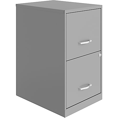 LYS SOHO File Cabinet - 14.3" x 18" x 24.5" - 2 x Drawer(s) for File, Document - Letter - Vertical - Glide Suspension, Locking Drawer, Pull Handle - Silver - Baked Enamel - Steel - Recycled - Assembly Required